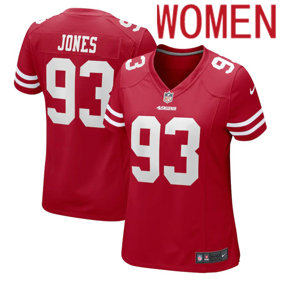 Women San Francisco 49ers #93 D.J. Jones Nike Scarlet Game NFL Jersey->women nfl jersey->Women Jersey